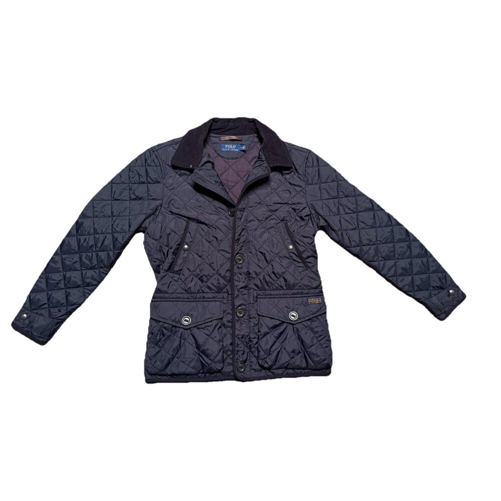 Polo Ralph Lauren Quilted Field Jacket Navy Mens M Leather Trim 44” Chest - Picture 2 of 13